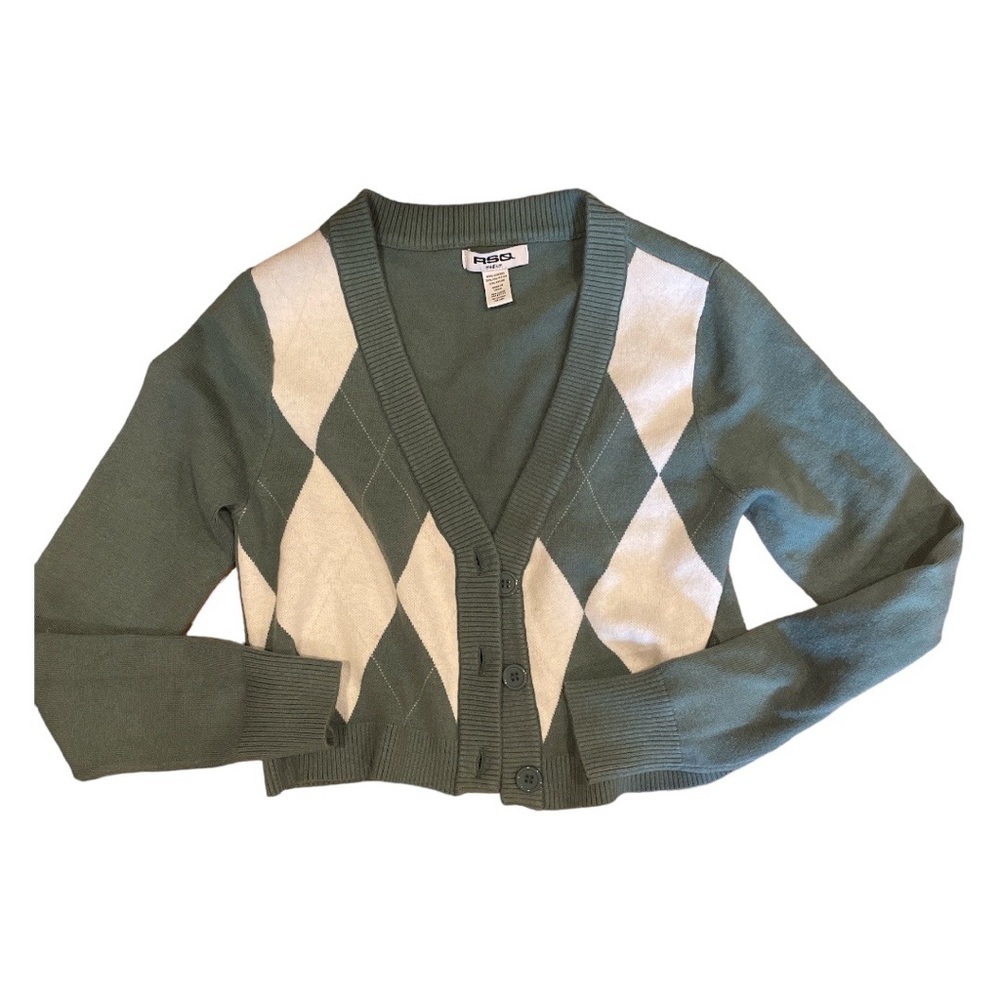 RSQ Green and White Cardigan